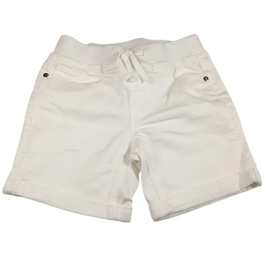 Justice Girls' Slim White Cuffed Stretchy Pull On Shorts - Size 12 SLIM